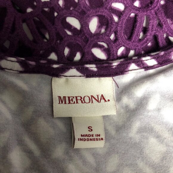 Merona Dress Womens Size Small Purple White V-Neck Back Lace Stretchy Sleeveless - Picture 6 of 9